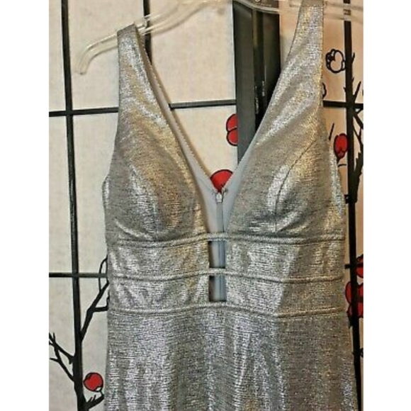 BLONDIE NITES Size 5 Silver Dress Maxi, Sleeveless - Picture 2 of 4